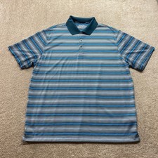 Nike Golf Dri-FIT Tour Performance Shirt Mens XL Polo Blue Stripe Short Sleeve