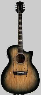 Washburn Deep Forest Spalted Maple Acoustic Electric Guitar Black Fade