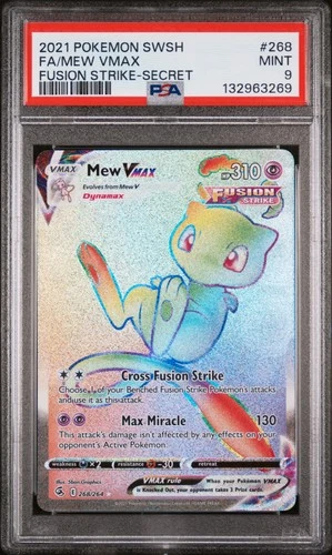 2021 POKEMON SWORD & SHIELD FUSION STRIKE SECRET #268 FULL ART/MEW VMAX PSA 9