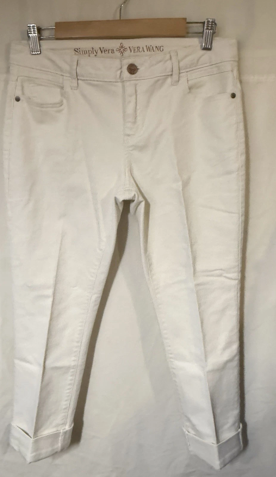 SIMPLY VERA VERA WANG Ladies' Sz 6 Roll Cuff Capri Beige