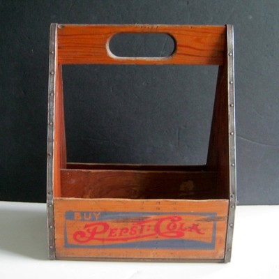 Vintage 1930's Wooden PEPSI COLA  Double Dot Six Soda Bottle Carrier