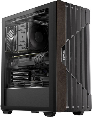 Oak Wood ATX PC Case, 4 X 120Mm 3 Pin Non-Pwm Case Fans Pre-Installed, Type-C Po