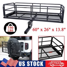 60'' Cargo Carrier Hitch Mount Folding Cargo Basket Rack 750LBS for SUV Camping