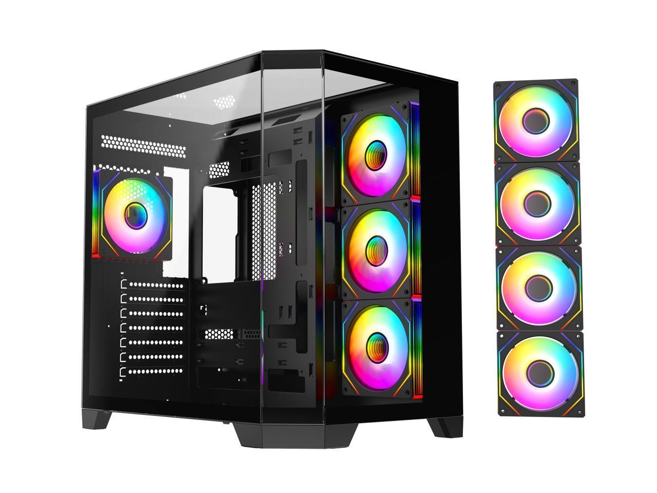 Игровой компьютер ATX с закаленным стеклом DIYPC ARGB-N8-BK Black Dual USB30 1 xType C 26990₽