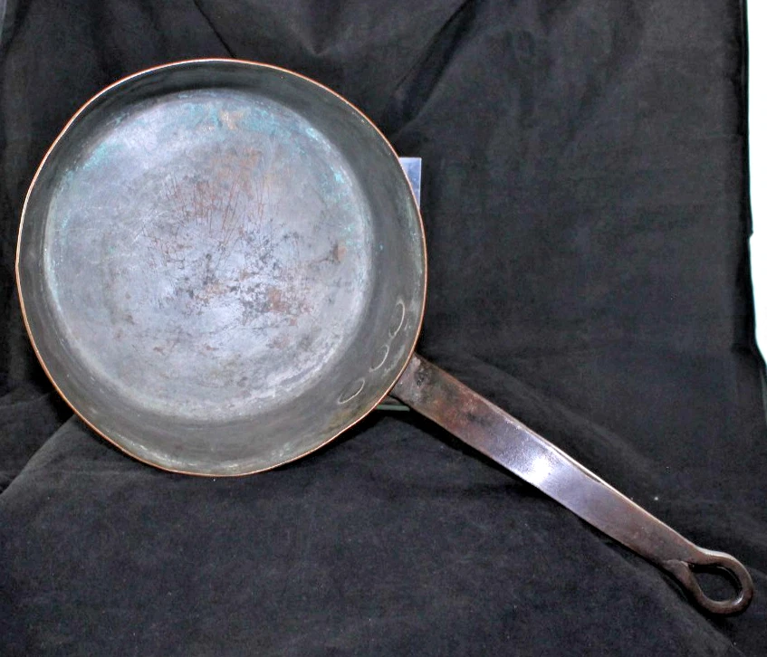 Antique Late 1800s 8.75" Diameter French Copper Pot Unlevel Bottom AS IS