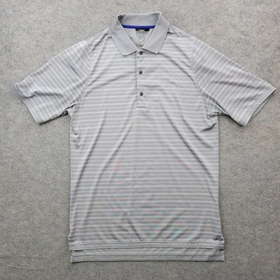 Zero Restriction Polo Shirt Mens Medium Gray Stripe Golf Performance Knit Top