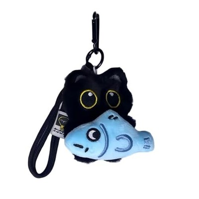 xuzhiyuan Black Cat Plush Keyachian Cute Fluffy Black Cat Handbags Backpacks E