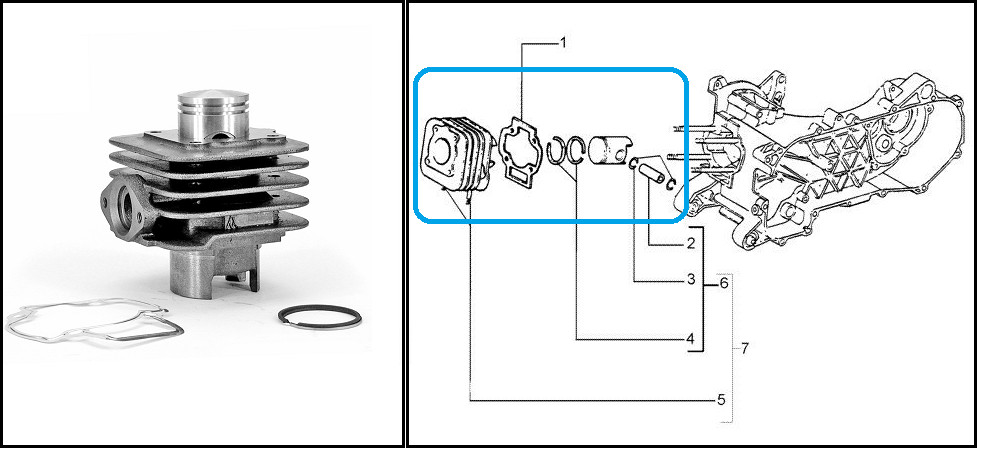 Kit moteur 50cc Piaggio Typhoon avec cylindre piston segment joint