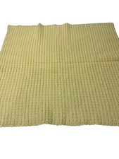 Vintage Baby Infant Blanket Hand Crochet Handmade Knit Yellow 30x34 In