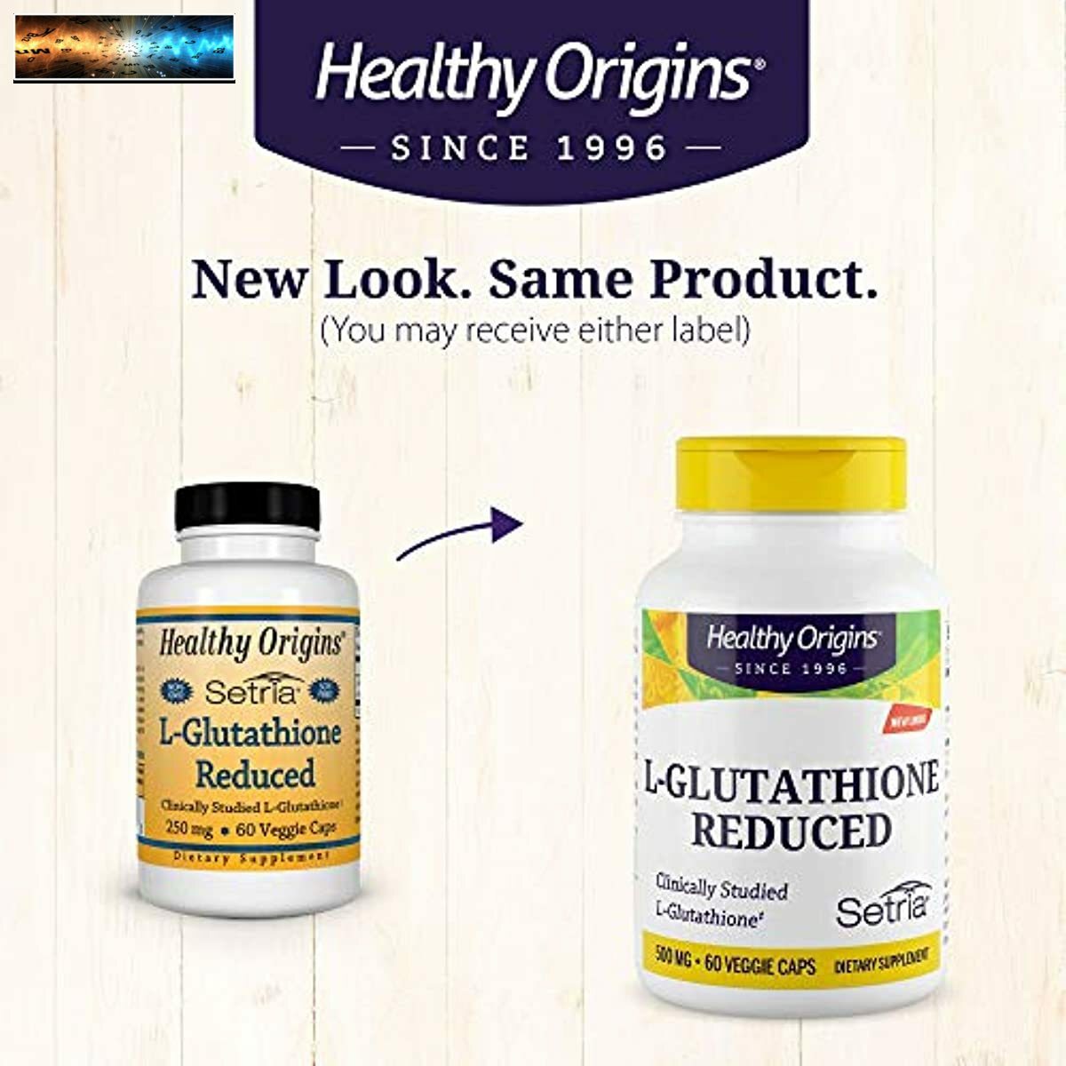 Healthy Origins L-Glutathione (Setria) 500 mg, 60 Veggie Caps