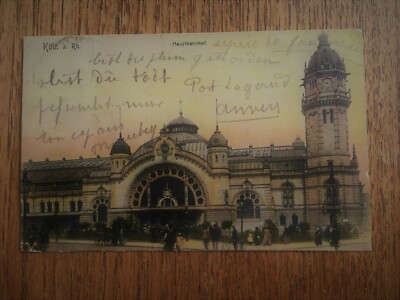 Köln Hauptbahnhof. - Ansichtskarte von 1905. An Robert Hamon in Southampton