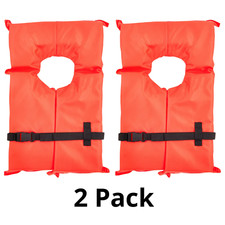 X2O U.S. Coast Guard Approved Type II Adult Life Jacket, Orange. 2 Pack