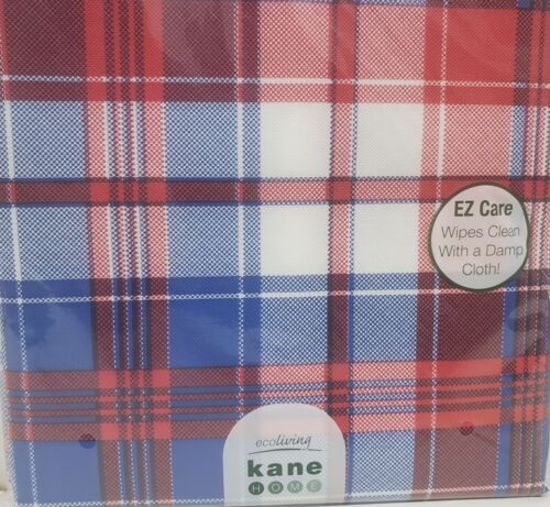 EcoVinyl Peva Kitchen Tablecloth, 52"x70" Oblong, RED, WHITE & BLUE PLAID,Kane - Picture 10 of 14