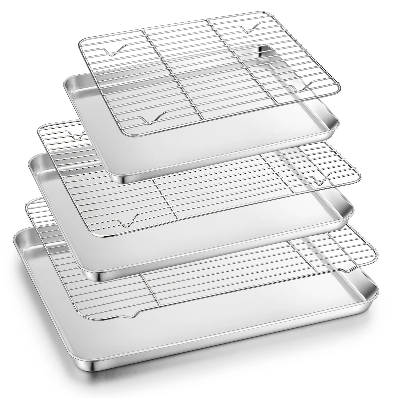 Baking Sheet and Cooling Rack Set 3 Pans + 3 Racks Stainless Steel Cookie She...