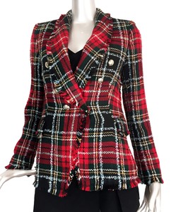 checked tweed blazer zara