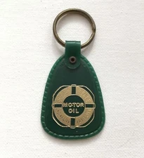 Vintage Keychain QUAKER STATE MOTOR OIL Key Ring Fob Life Preserver USA Made HIT