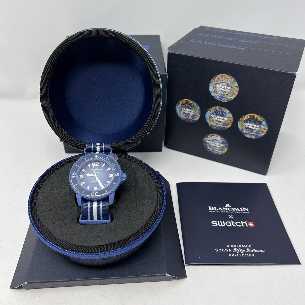 新品未使用 BLANCPAIN×SWATCH ATLANTIC OCEAN Blancpain Swatch Fifty Fathoms Atlantic Watch Review