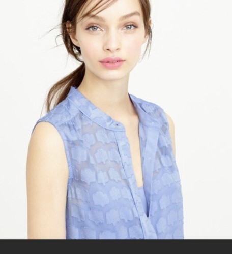 J.Crew Navy Blue 1/2 Button Up Sleeveless Sheer Top Blouse w Cami Top Size 4 - Picture 3 of 9