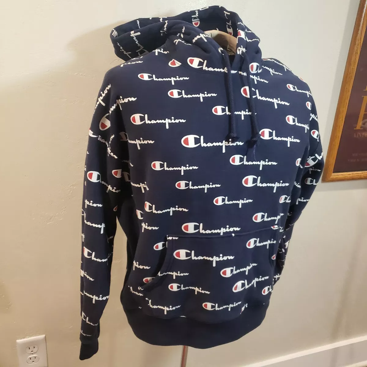 CHAMPION Reverse Weave All Over Print Sweatshirt Hooded 2X XXL Women's