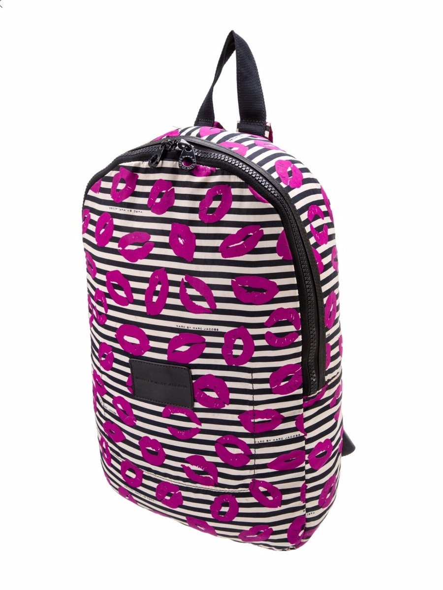 Marc By Marc Jacobs Lips & Stripes Print Nylon Backpack Rare