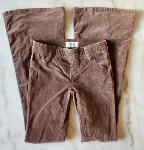We The Free Womens Corduroy Flare Pants 25 Brown Low Rise Pull On Stretch