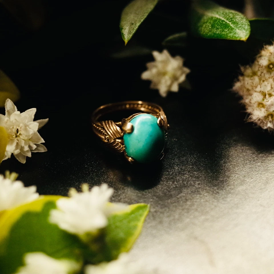 Vintage 18CT Rose Gold Turquoise Ring - Stunning — 第 4/4 张图片