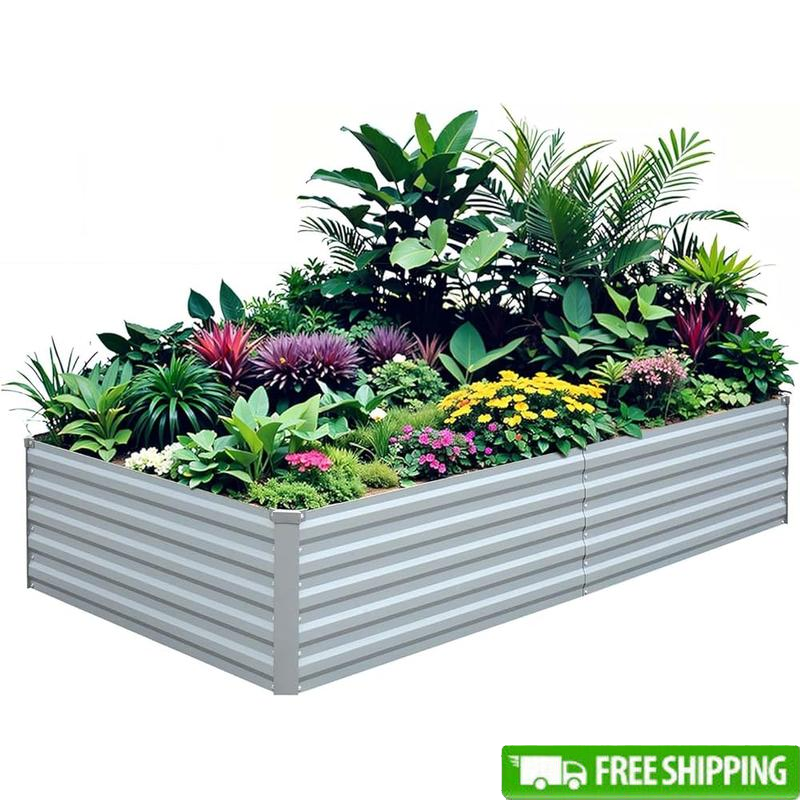 Galvanized Steel Raised Garden Bed Outdoor Planter W/ Gloves & Compost Bags New