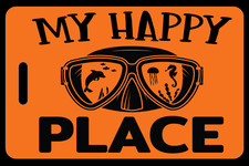 Personalized Safety Orange My Happy Place Luggage/Gear Bag Tag