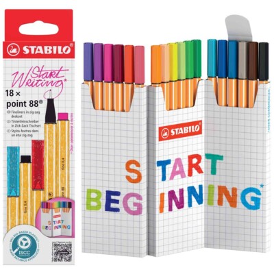 STABILO Fineliner point 88 Zick-Zack Tischset 18 Farben 0,4mm