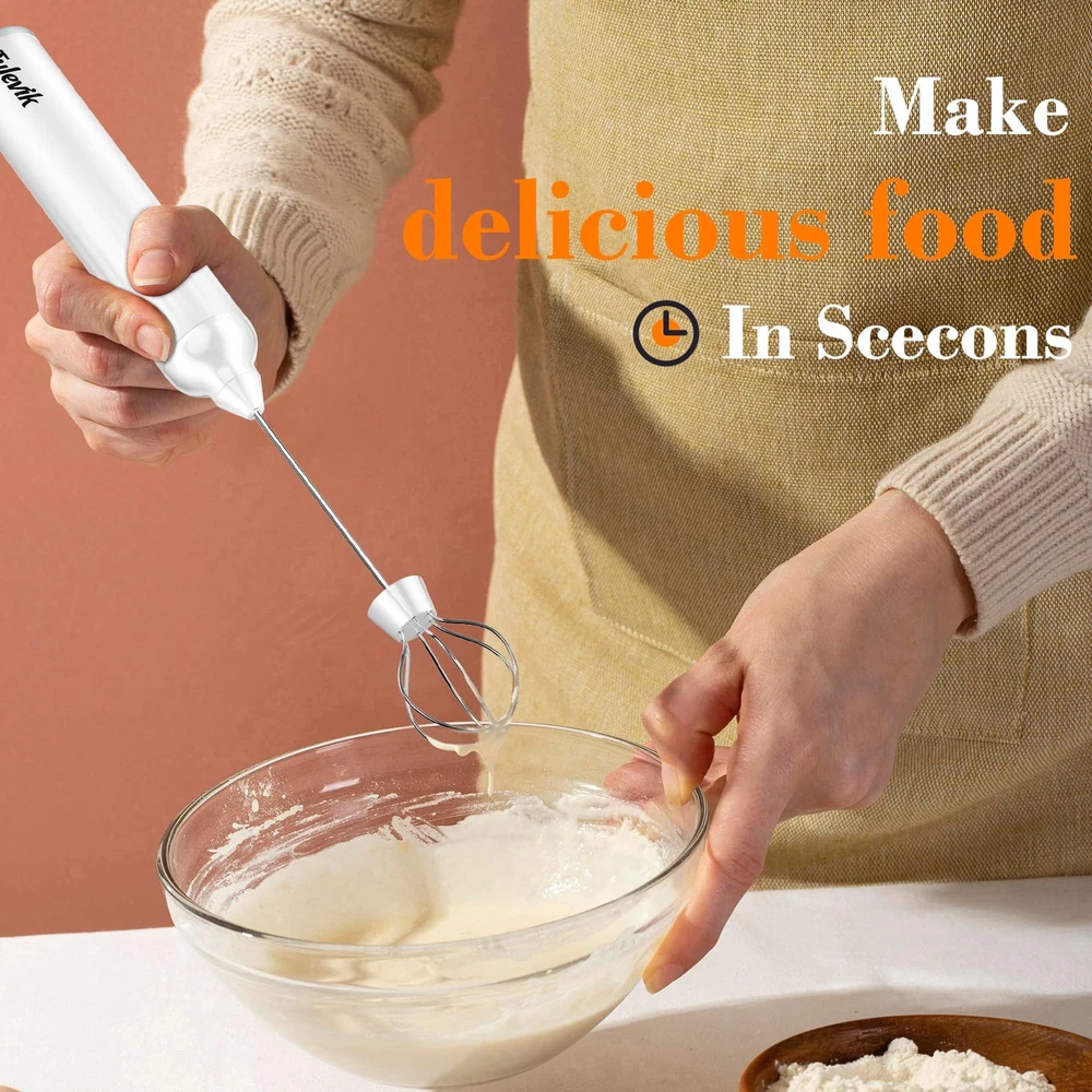 Milk Frother Handheld Electric Frother Wand With Stand Coffee Frother With US...