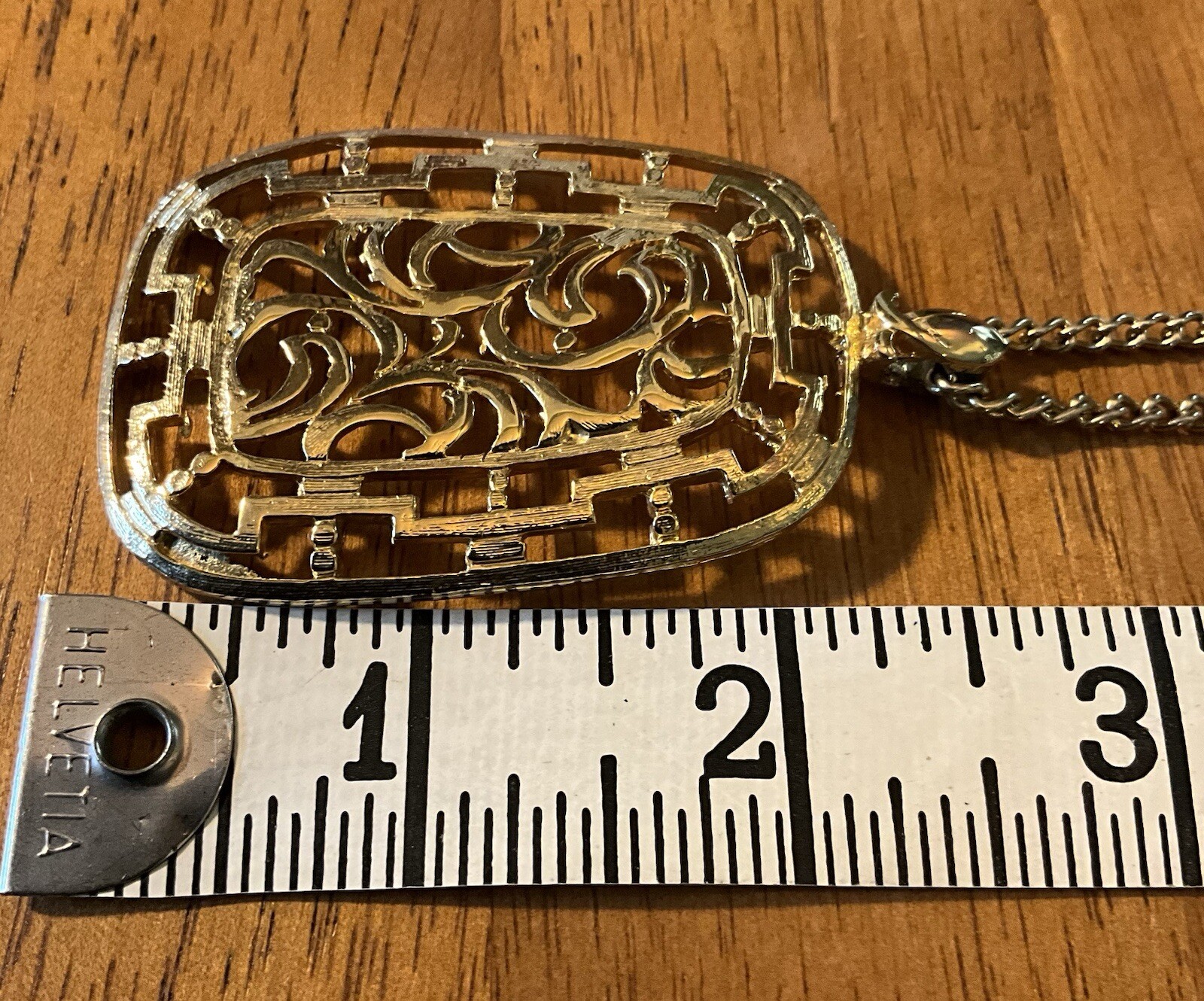 Vintage Statement Open Scrollwork Pendant Necklac… - image 6