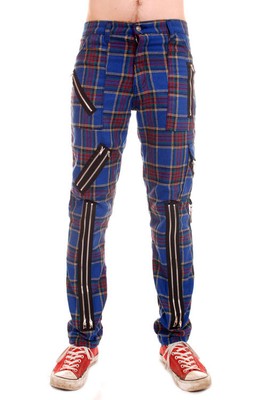 Tiger of London Uomo Scozzese Blu Zip Bondage Pantaloni Punk Rock | eBay