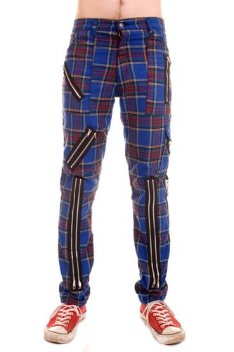 Tiger of London Uomo Scozzese Blu Zip Bondage Pantaloni Punk Rock | eBay