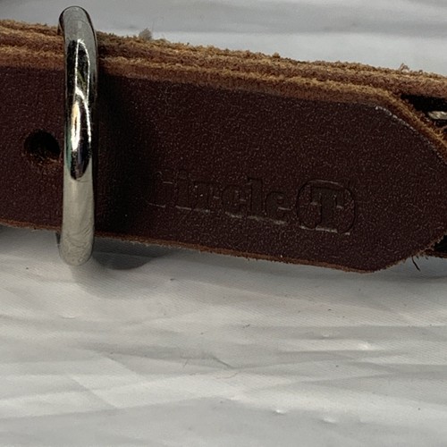 Cerchio T Collare per Cani in Pelle Marrone Morbido 19" Fibbia Resistente M-L Cane - Foto 3 di 9