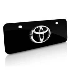 Toyota Logo Half-size Black Metal License Plate