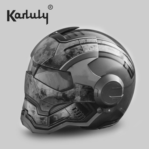 Iron Man Helmet Full Cover Safety Revealable Motorcycle Retro Style Helmet - Foto 19 di 36
