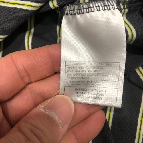 Nike Golf Polo Shirt Adult XL Gray Yellow Striped Short Sleeve Dri-Fit Mens - Picture 6 of 7