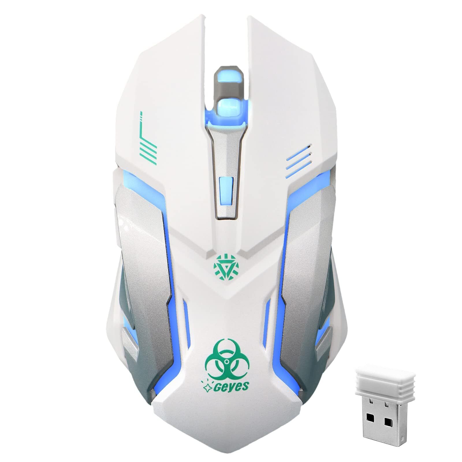 VEGCOO White Silent Wireless Gaming Mouse with 3 Adjustable DPI Levels for Smooth Performance