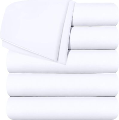Utopia Bedding Twin Flat Sheets 6 Pk Microfiber Shrinkage & Fade Resistant White