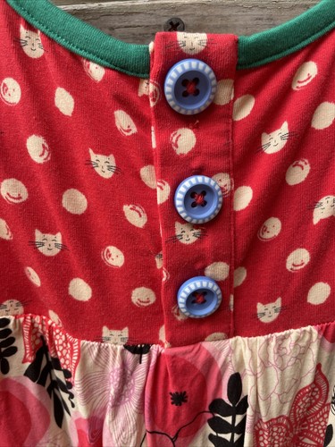 Matilda Jane Make Believe Glad Tidings Girls Dress Size 4 Red Cat Floral Print - Picture 5 of 7