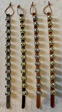 SLEIGH BELLS LEATHER Christmas Hanging Leather Brown 10 Bell  Strap Jingle