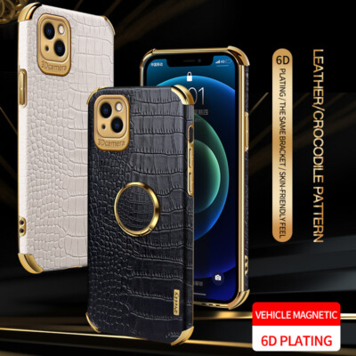 Luxury Crocodile Pattern Leather Case w/ Stand For iPhone 16 Pro Max/15/14/13/12