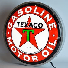 Texaco back lit LED Garage wall lamp Gas Motor Oil  pump globe opti neon sign
