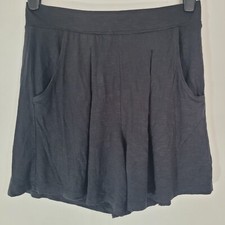 Ladies TU Shorts Black Paperbag Pleated Elastic Waist Size 10 UK Viscose Stretch