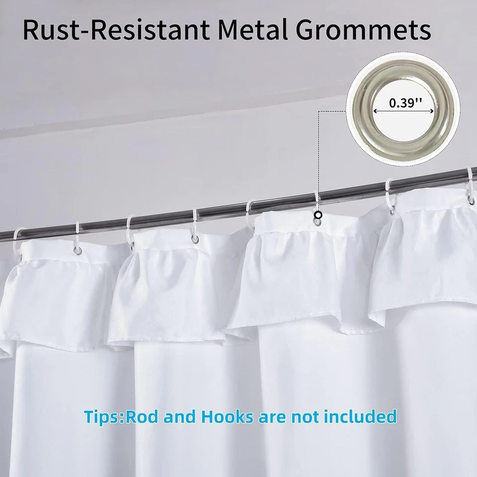 Gorgeous Fabric Rosette Shower Curtain Elegant White Ruched Clean Anthropologie - Image 4 of 4