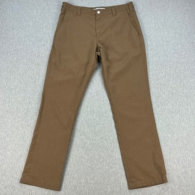 Bluffworks Original Chino Pants Men 34x32 Hazelnut Brown Travel One-Bag USA Made