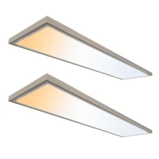 1x4ft LED Ceiling Light Panel Slim Edge-Lit Flush Mount 3CCT Dimmable 2Pk