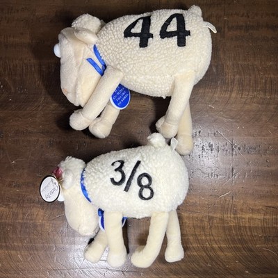 Serta Sheep Plush Lot of 2 #44 & #3/8 Curto Toy Lamb Blue/Green Eyes
