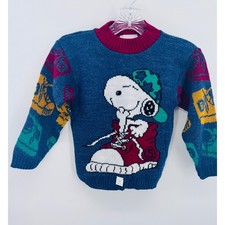 Hot Cashews Snoopy Peanuts Sweater Kids Size 5/6 Vintage 90s Graphic Knit New