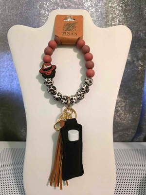 Handmade Keychain Wristlet Ethnic Lady with Hat